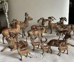 11 Antique Vintage Germany Lead 1920's 1930's Christmas Reindeer Putz Metal