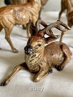 11 Antique Vintage Germany Lead 1920's 1930's Christmas Reindeer Putz Metal