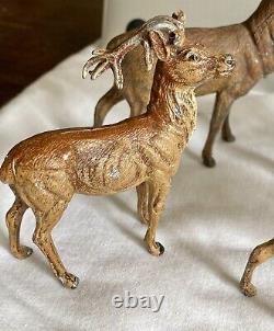 11 Antique Vintage Germany Lead 1920's 1930's Christmas Reindeer Putz Metal