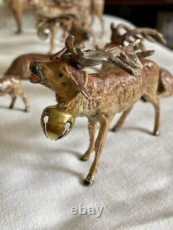 11 Antique Vintage Germany Lead 1920's 1930's Christmas Reindeer Putz Metal