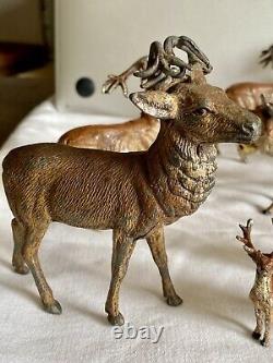 11 Antique Vintage Germany Lead 1920's 1930's Christmas Reindeer Putz Metal