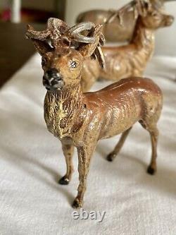 11 Antique Vintage Germany Lead 1920's 1930's Christmas Reindeer Putz Metal