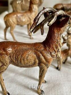 11 Antique Vintage Germany Lead 1920's 1930's Christmas Reindeer Putz Metal