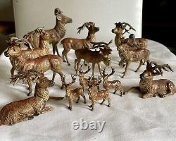 11 Antique Vintage Germany Lead 1920's 1930's Christmas Reindeer Putz Metal