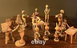 11 Vintage ERZGEBIRGE Expertic KWO Wilhelm Busch Wood Figurines Rare Collection