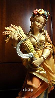 11 Vintage painted wooden hand carved Patron Saint St Notburga statue figurine