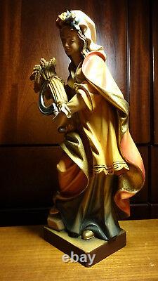11 Vintage painted wooden hand carved Patron Saint St Notburga statue figurine