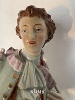 12.5 Antique GERMAN Hand Painted Young Gentleman w Ring Statue Figure Excellent