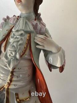 12.5 Antique GERMAN Hand Painted Young Gentleman w Ring Statue Figure Excellent