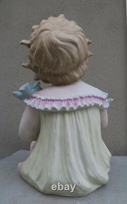 14 Vintage Bisque Porcelain Baby Piano figurine girl dress Cup Bow Germany