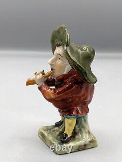 1854s Antique German Volkstedt Dwarf Musician With Flute Porcelain Figurine 9 cm