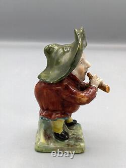 1854s Antique German Volkstedt Dwarf Musician With Flute Porcelain Figurine 9 cm