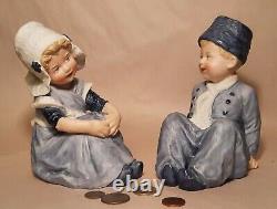 1882 vtg germany dutch boy girl porcelain Gebruder Heubach figurine bisque blue