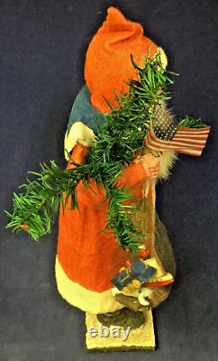 1920's Antique Santa Woodcutter with Goose Feather Tree Candy Container Sack 14