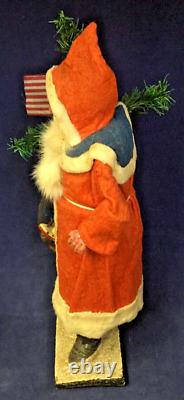 1920's Antique Santa Woodcutter with Goose Feather Tree Candy Container Sack 14