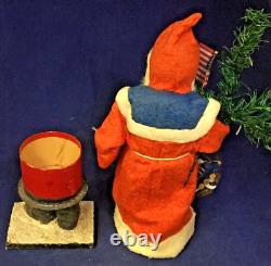 1920's Antique Santa Woodcutter with Goose Feather Tree Candy Container Sack 14