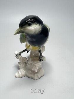 1930s Antique German Karl Ens Porcelain Figurine Blue Tit Bird Figure withLabel