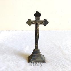 1930s Vintage Jesus Christ Metal Cross Statue Figurine Germany Decorative M222