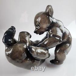 1947 Vintage Germany Porcelain Figurine Playing Bears Rosenthal Heidenreich MCM