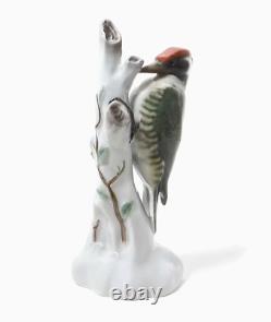 1959 Germany Vintage Porcelain Figurine Woodpecker On a Tree Hand Painted