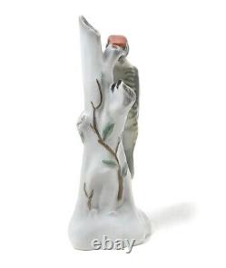 1959 Germany Vintage Porcelain Figurine Woodpecker On a Tree Hand Painted