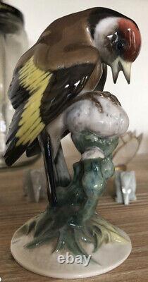1960 Rosenthal Vintage Porcelain Statue Figure Goldfinch Thistle Flower Germany