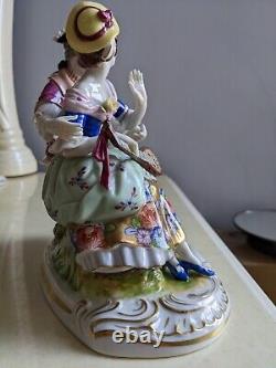 1960s Vintage Volkstedt Kammer Porcelain Figurine Golden Dress 7X7
