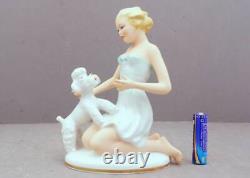 1980 Vintage Gerold Porzellan Bavaria Girl With A Dog Poodle Figurine