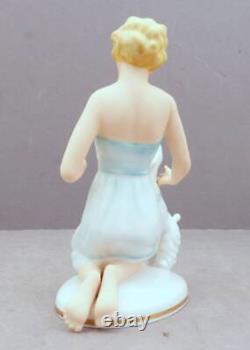 1980 Vintage Gerold Porzellan Bavaria Girl With A Dog Poodle Figurine