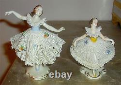 2 Fabulous Vintage VOLKSTEDT Germany Lace Ballet Ballerina Figurines Figures