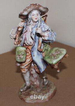 2 Vintage Ernst Bohne & Sohne Porcelain Figurines Furniture Man & Tea Woman 8.1