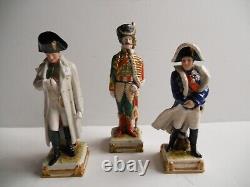 3 Vintage Fine Porcelain Millitary Figurines by Scheibe of Germany Napoleon