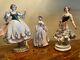 3 Vintage German Dresden Volkstedt Rudolstadt Porcelain Ladies Figure Figurines