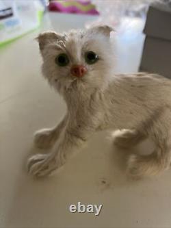 4 Vintage Mohair German Cat White Kitty Figure