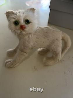 4 Vintage Mohair German Cat White Kitty Figure