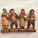 4 Vintage Oberammergau Wood Carved Figurines Men Women Primitive 3.5 Read