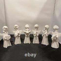 6 Dresden (German)Angel Figurine vtg porcelain sculpture Christmas Carol Set