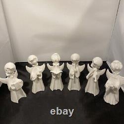 6 Dresden (German)Angel Figurine vtg porcelain sculpture Christmas Carol Set