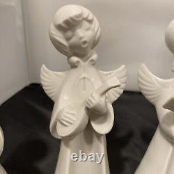 6 Dresden (German)Angel Figurine vtg porcelain sculpture Christmas Carol Set