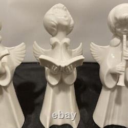 6 Dresden (German)Angel Figurine vtg porcelain sculpture Christmas Carol Set