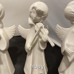 6 Dresden (German)Angel Figurine vtg porcelain sculpture Christmas Carol Set