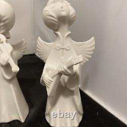 6 Dresden (German)Angel Figurine vtg porcelain sculpture Christmas Carol Set