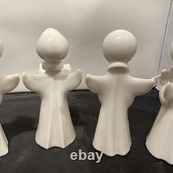 6 Dresden (German)Angel Figurine vtg porcelain sculpture Christmas Carol Set