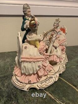 A Lovely Antique Dresden Large Porcelain Lace Musical Group, Germany