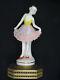 Antique 19c Volkstedt Dresden Lace Lady Figurine Mounted On Brass Base