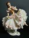 Antique Dresden Lace Porcelain Ballerina Germany 5.75 Gold Gilding As Is