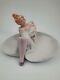 Antique German Bathing Beauty Figurine Naughty Risque Lady With Cat Flipper Dish
