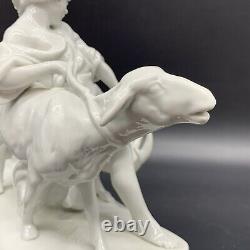 ATQ Scheibe-Alsbach Bisque Porcelain 9 Figurine of Boy & Goats SIGNED Felix Zeh
