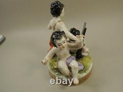 Aelteste Volkstedt Antique Dresden Porcelain Figurines Three Cherubs