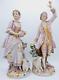 Antique 10.5 Sitzendorf Germany Hand Painted Porcelain Couple Repairs Made